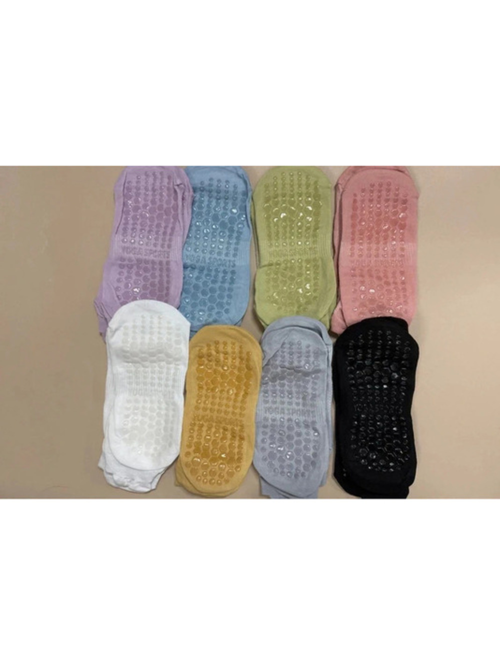 Women's Non-Slip Grip Yoga Socks Ankle-High Multicolor Cotton 8 Pairs